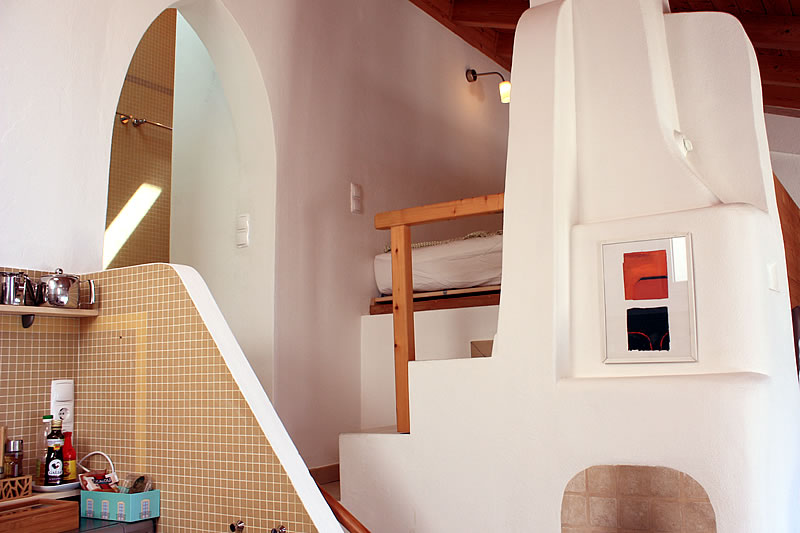 Stairs to bathroom and loft