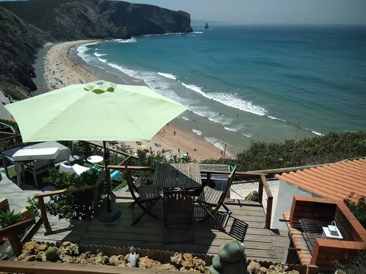 terrace with panoramic view over the beach